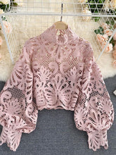 Load image into Gallery viewer, Sexy Lace Hollow Out Short Blouse