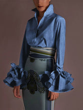 Load image into Gallery viewer, Sexy Turn-down Collar Flare Sleeve Tops