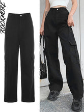 Load image into Gallery viewer, Rockmore Brown Vintage Baggy Jeans Women 90s Streetwear Pockets Wide Leg Cargo Pants Low Waist Straight Denim Trousers 2021